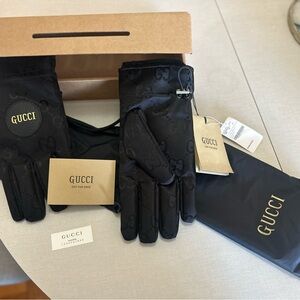 Gucci Black Monogram Men's Gloves